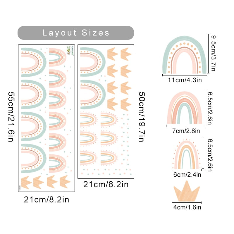 Cartoon Wall Decals Rainbow Patterns
