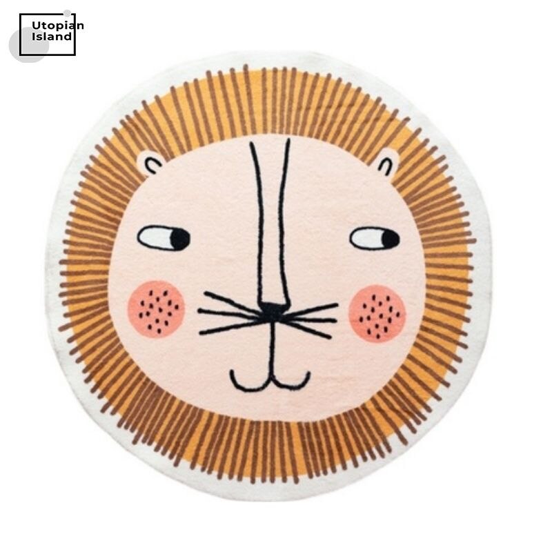 Area Round Rug Tiger Portraits