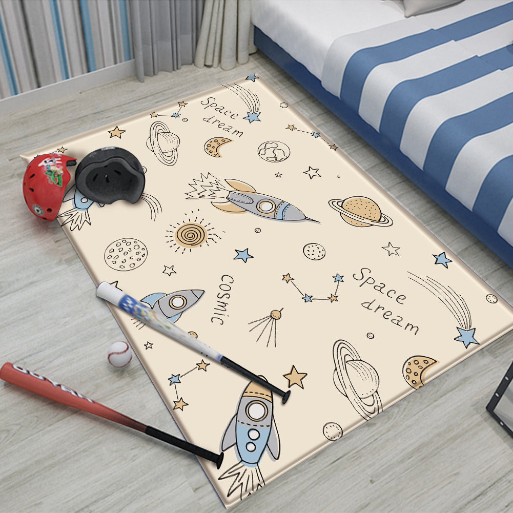 Nursery Cartoon Style Rectangle Area Rug