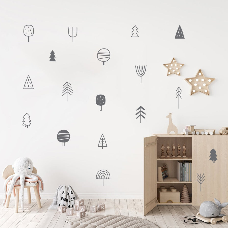 Nordic Woodland Trees Wall Decals