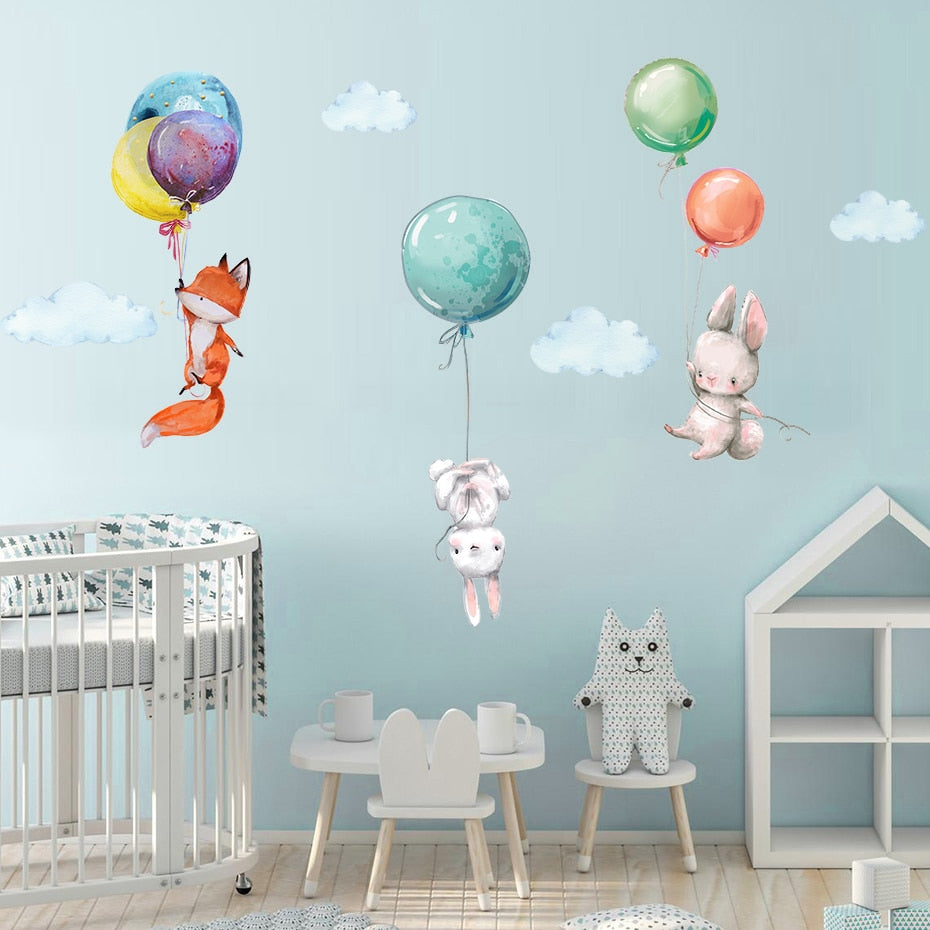 Nursery Wall Decals Forest Animals Balloons