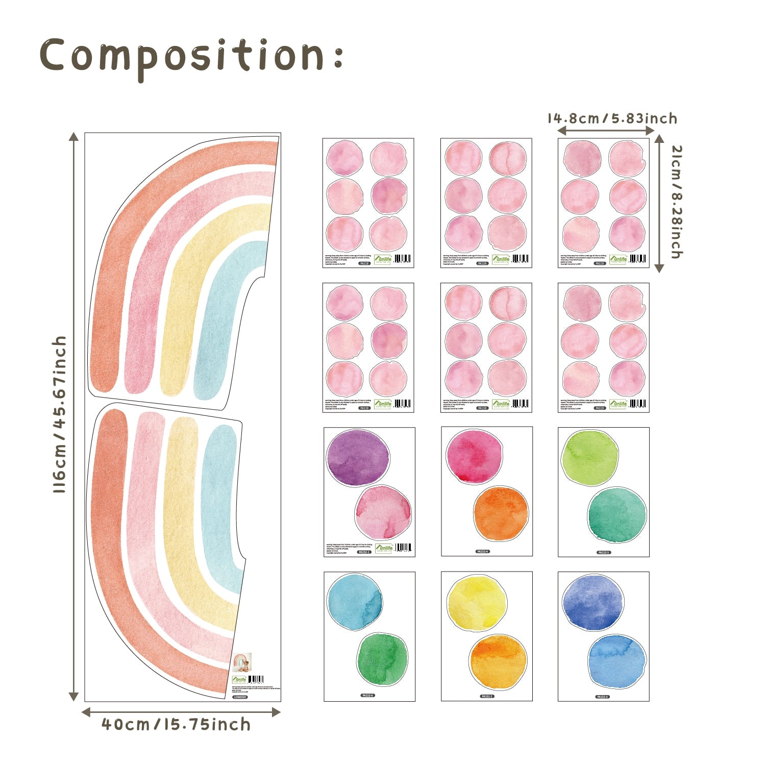 Wall Decals Colorful Rainbows