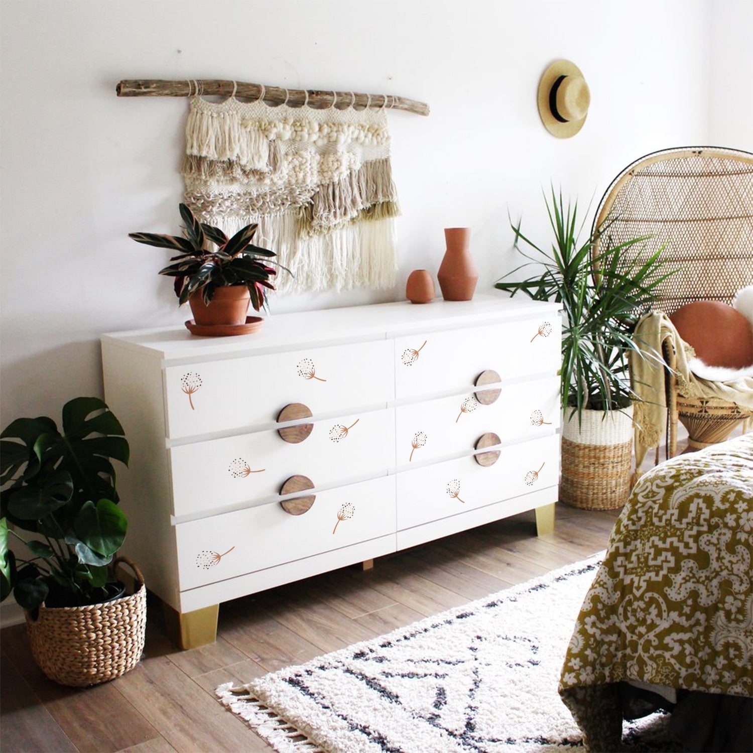 Pattern Wall Decals Boho Dandelion Flowers