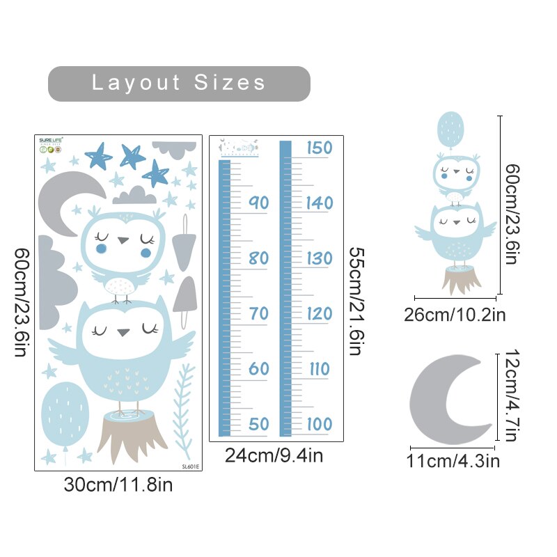 Cartoon Height Measurement Dinosaur Wall Decals
