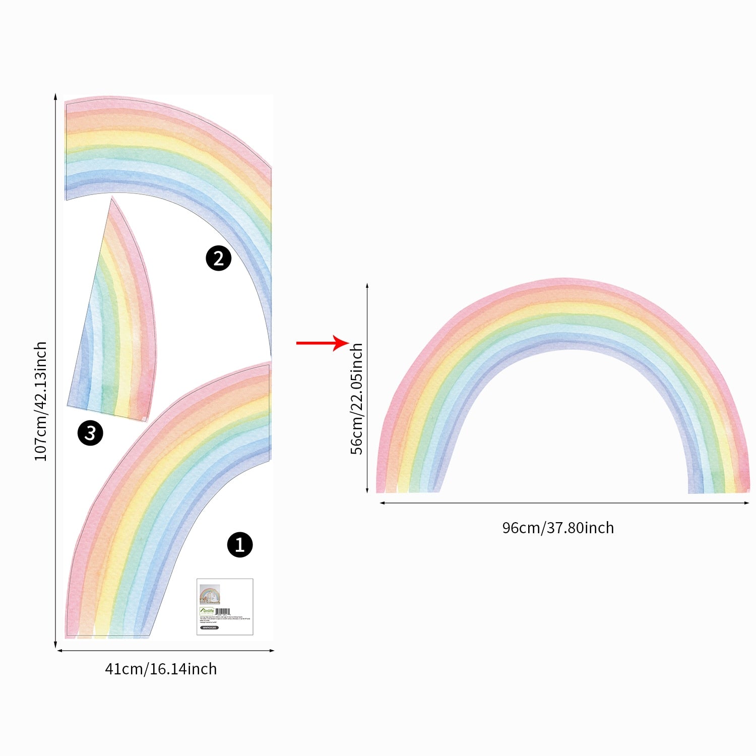 Watercolor Classic Rainbow Wall Decal