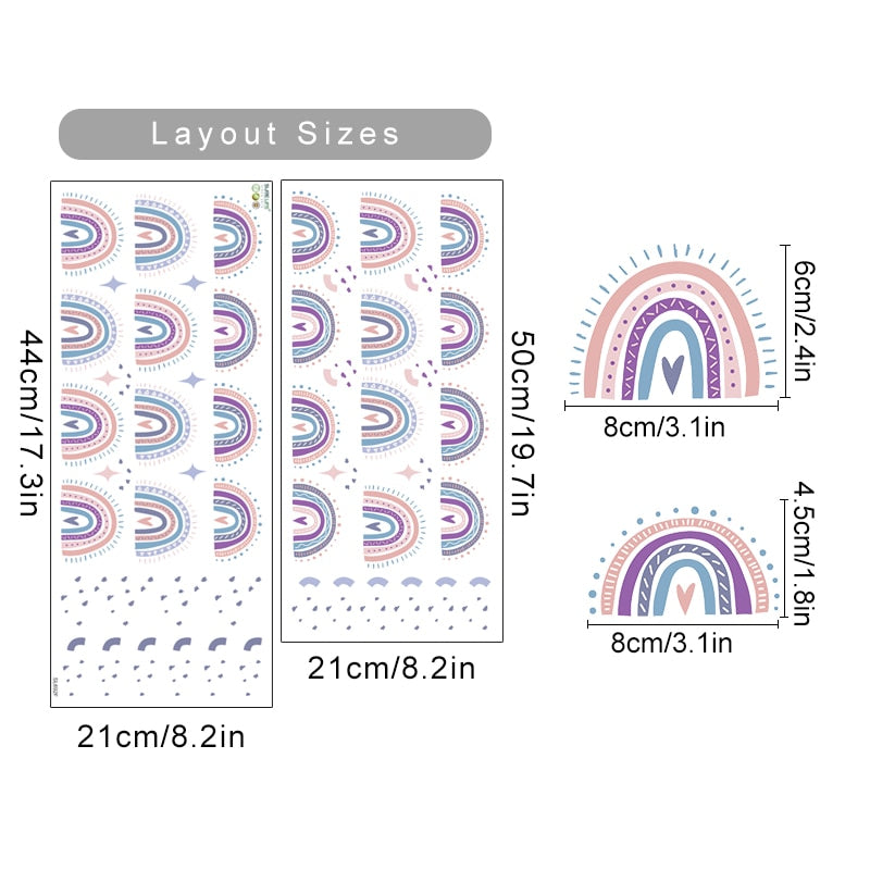 Cartoon Wall Decals Rainbow Patterns