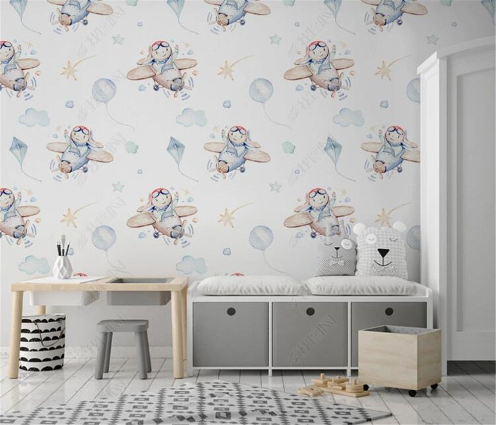 Cartoon Airplanes and Balloons Wallpaper Mural