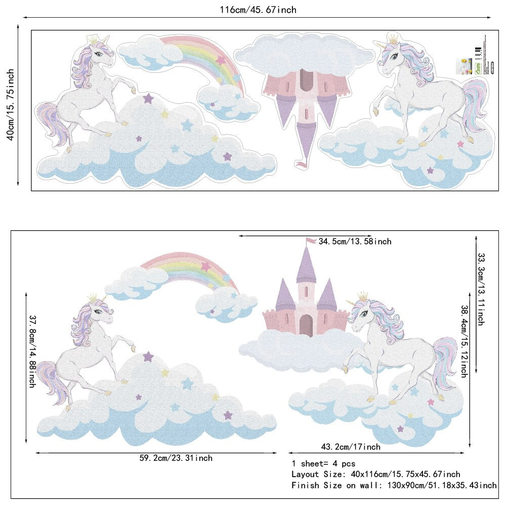 Unicorns And Rainbows Wall Decals