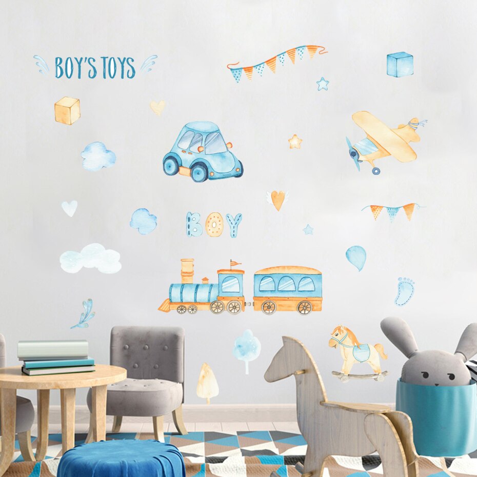 Cartoon Wall Decals Vehicles Boys Toys
