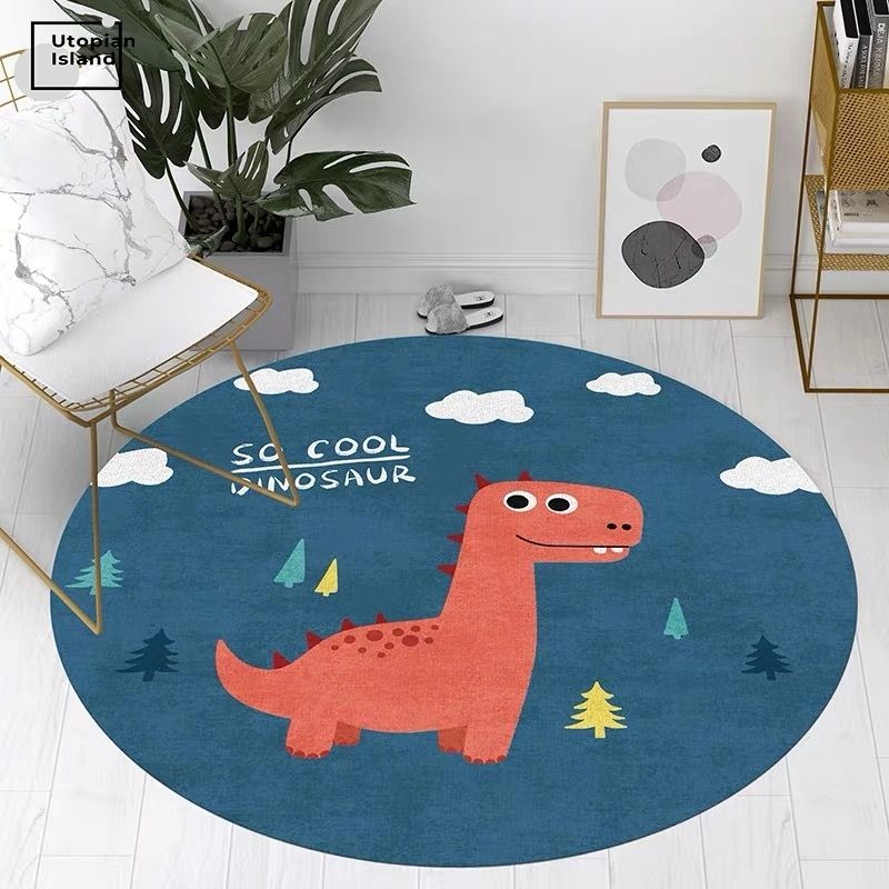 Round Rug Cute Animal Portraits
