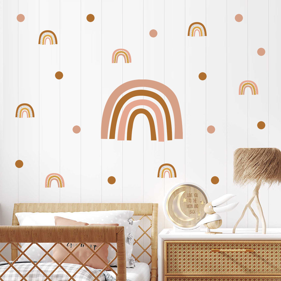 Boho Polka Dots Rainbows Wall Decal