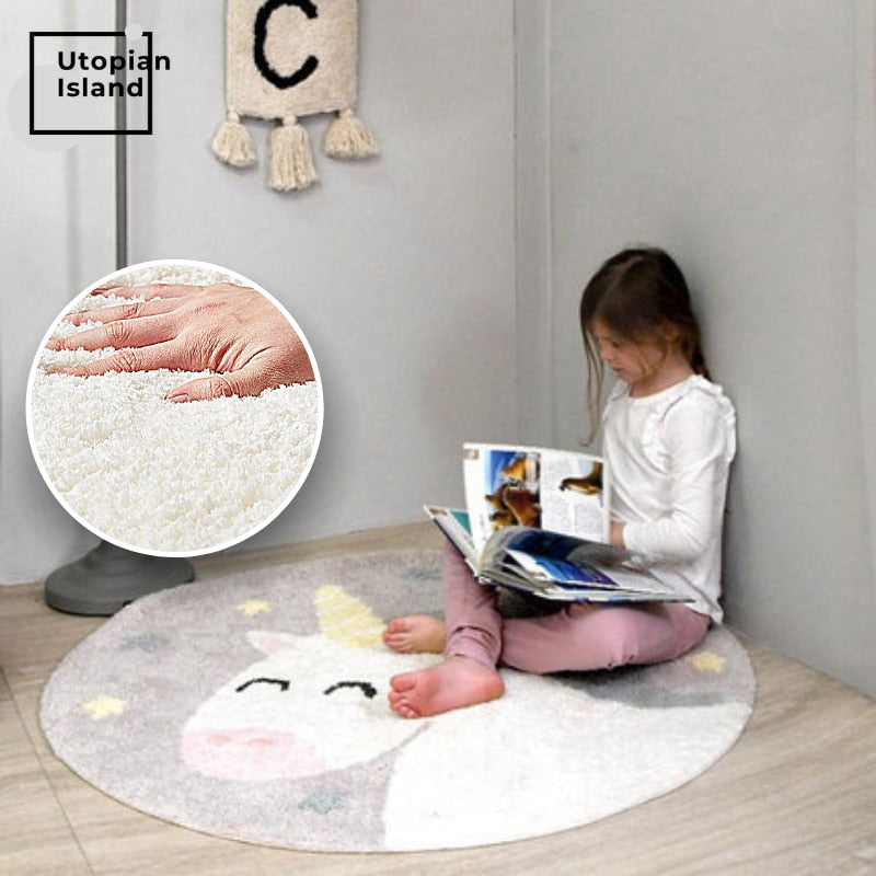 Area Round Rug Cute Unicorn