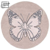 Area Round Rug Pink Butterfly