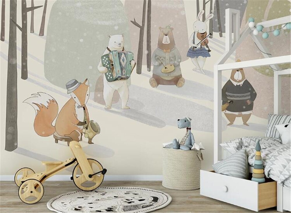 Winter Animal Music Band Wallpaper Mural