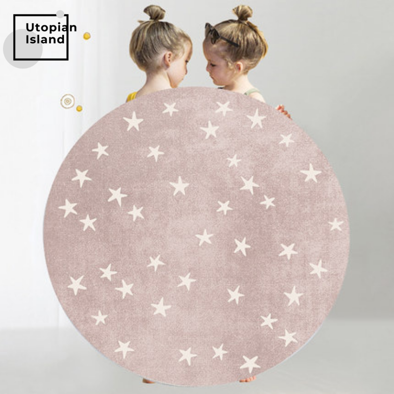 Area Round Rug Stars Pattern