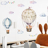 Cartoon Wall Decals Hot Air Balloon Woodland Animals