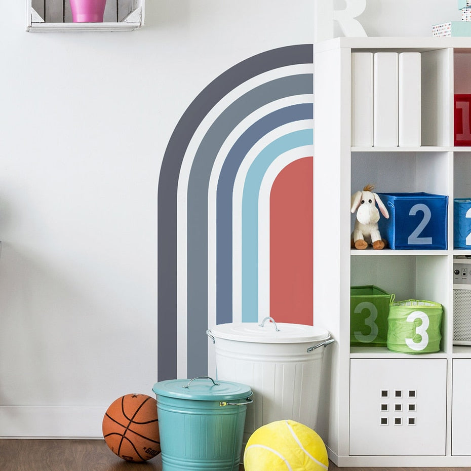 Nursery Wall Decal Large Half Elongated Rainbow