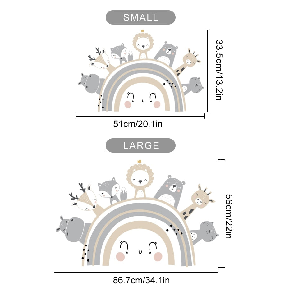 Cute Rainbow Animal Stars Wall Decals