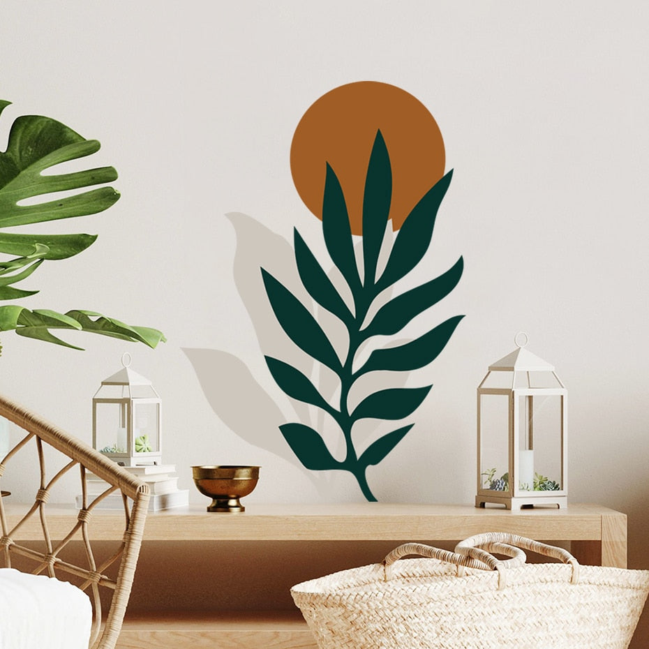Nursery Wall Decal Sun Leaf Green Botanical