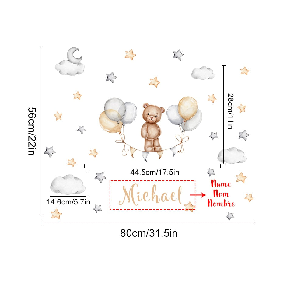 Custom Name Wall Decals Little Bears