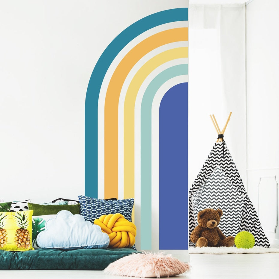 Nursery Wall Decal Large Half Elongated Rainbow