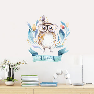 Custom Name Wall Decals Owl Tribe Leaves