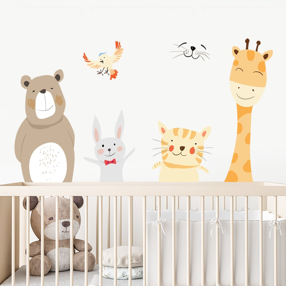 Cartoon Wall Decals Cute Smile Animals