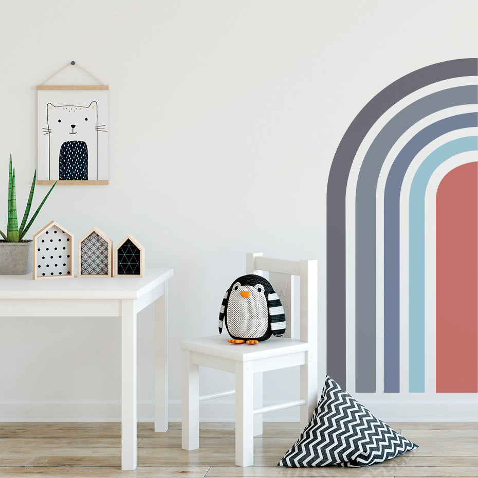 Nursery Wall Decal Large Half Elongated Rainbow