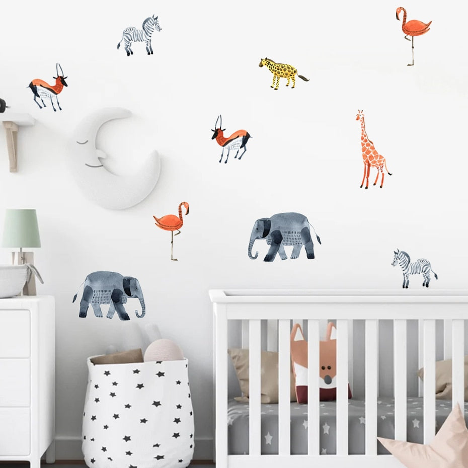 Cartoon Wall Decals Cute Safari Animals