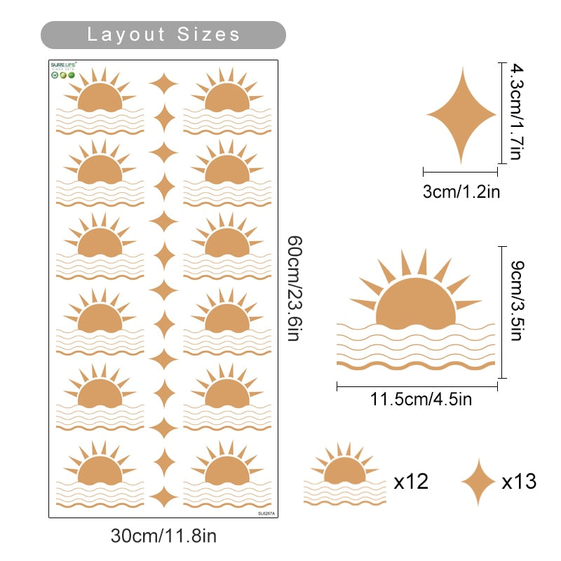 Bohemian Wall Decals Geometric Sun Wave