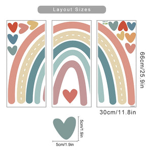 Cartoon Wall Decals Rainbow Hearts