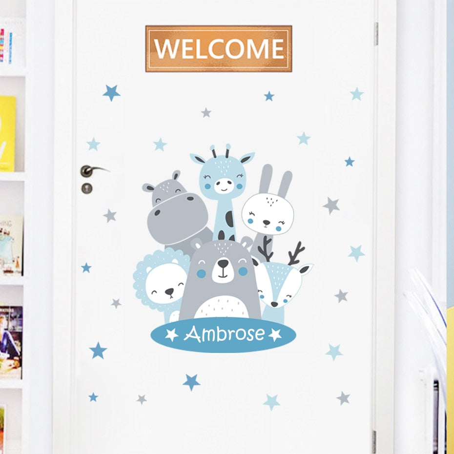 Custom Name Wall Decals Animal Friends