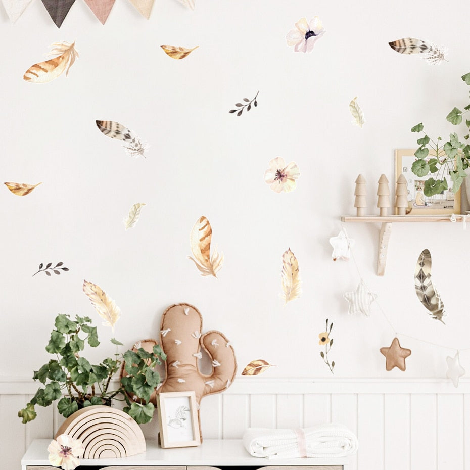 Boho Wall Decals Botanical Dry Leaves