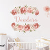 Custom Name Wall Decal Peonies