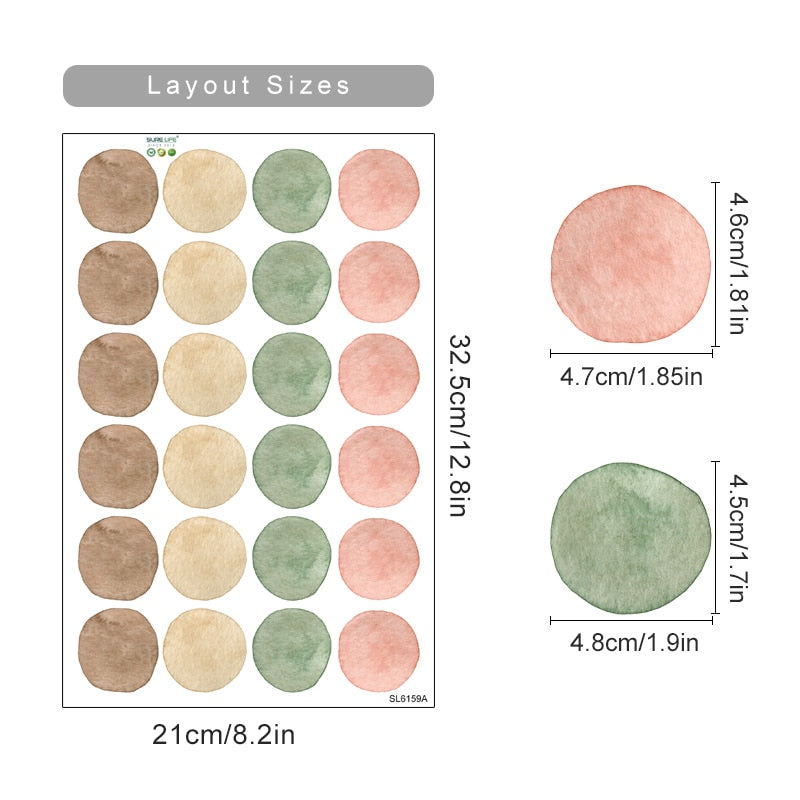 Cartoon Wall Decals Colorful Polka Dots