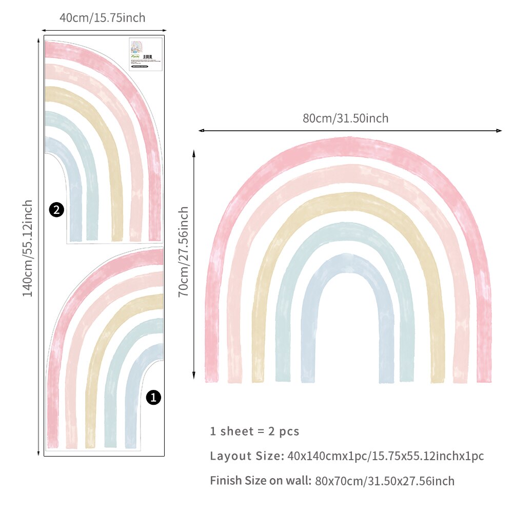 Large Light Rainbow Wall Decal