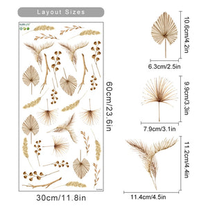 Boho Wall Decals Botanical Dry Leaves