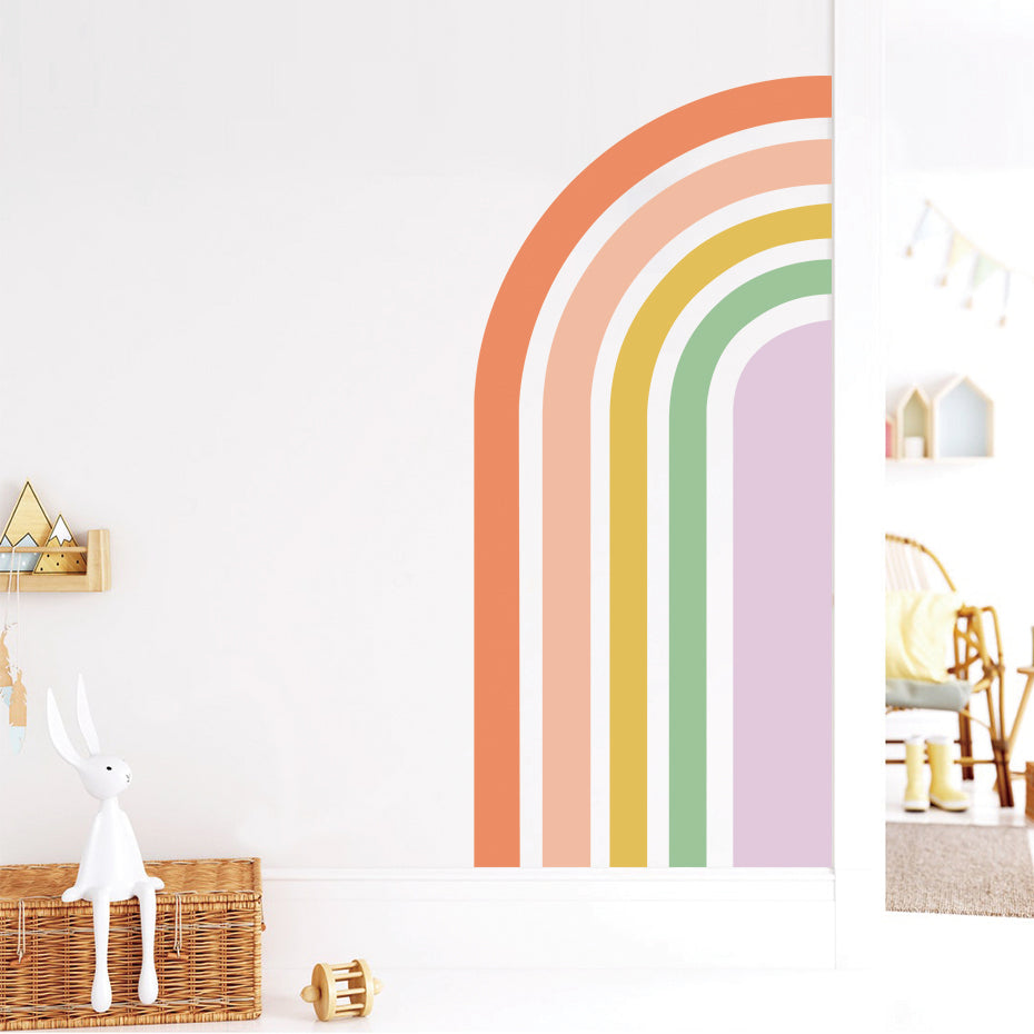 Nursery Wall Decal Large Half Elongated Rainbow