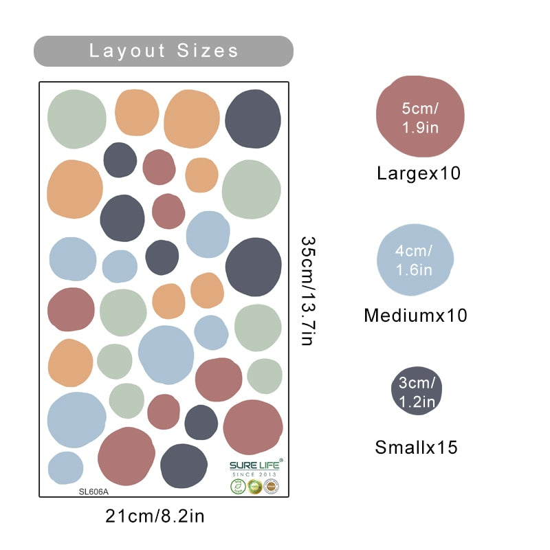 Cartoon Wall Decals Colorful Polka Dots