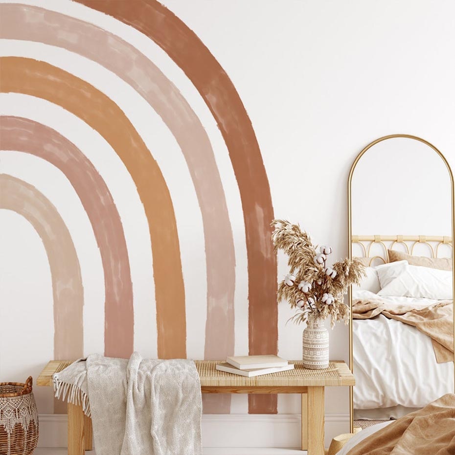 Bohemian Wall Decal Large Half Rainbow