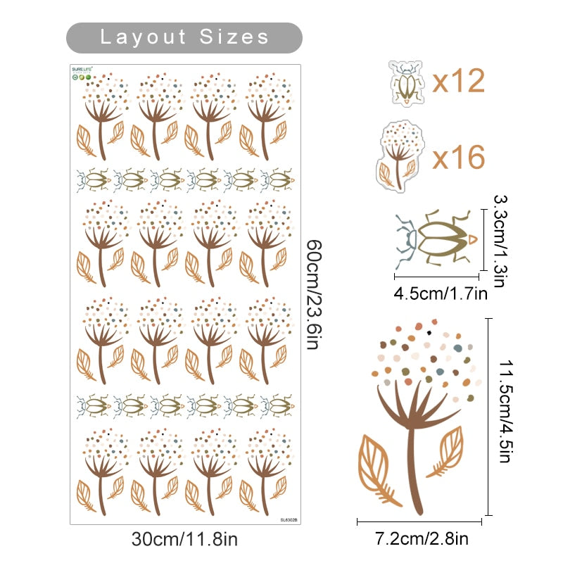 Nursery Wall Decals Dandelions Beige