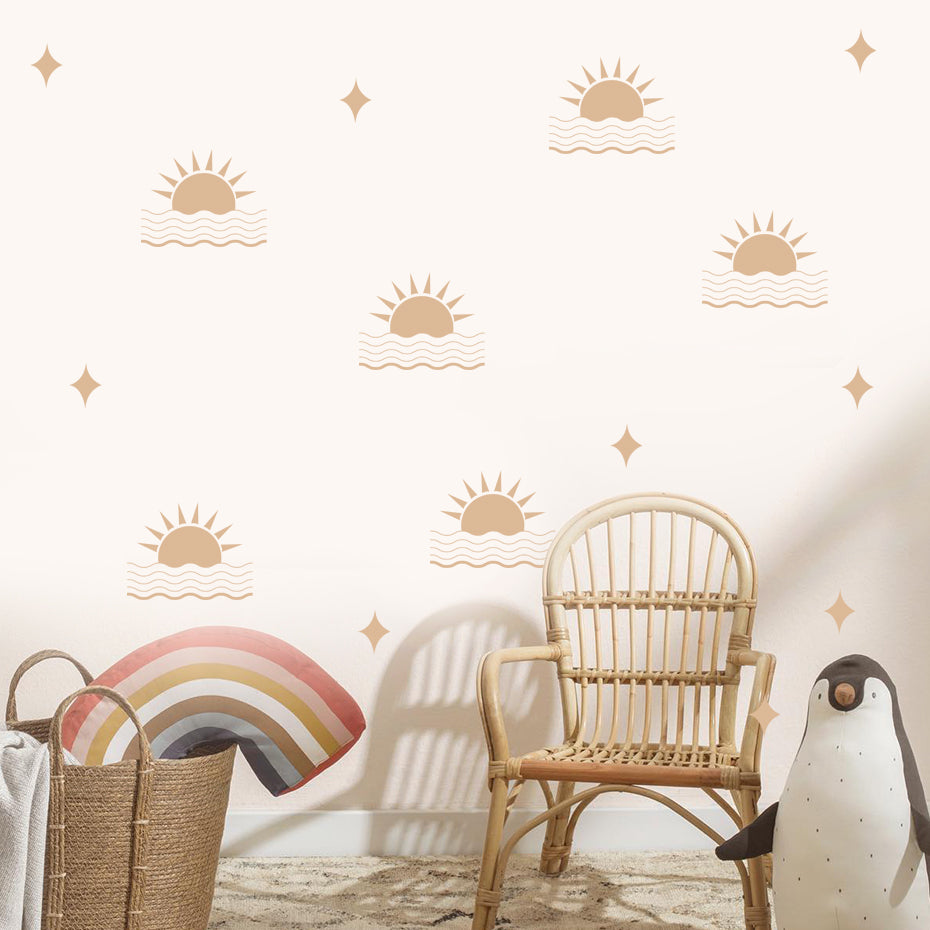 Bohemian Wall Decals Geometric Sun Wave