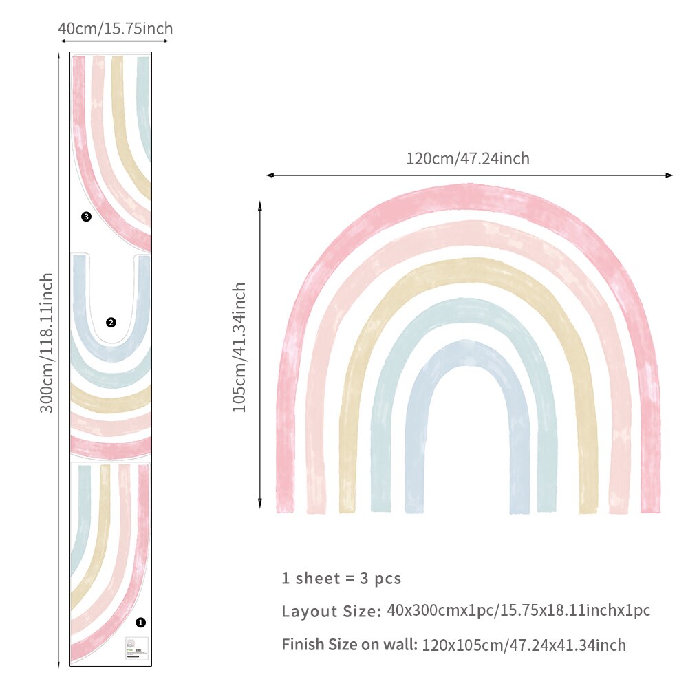 Large Light Rainbow Wall Decal