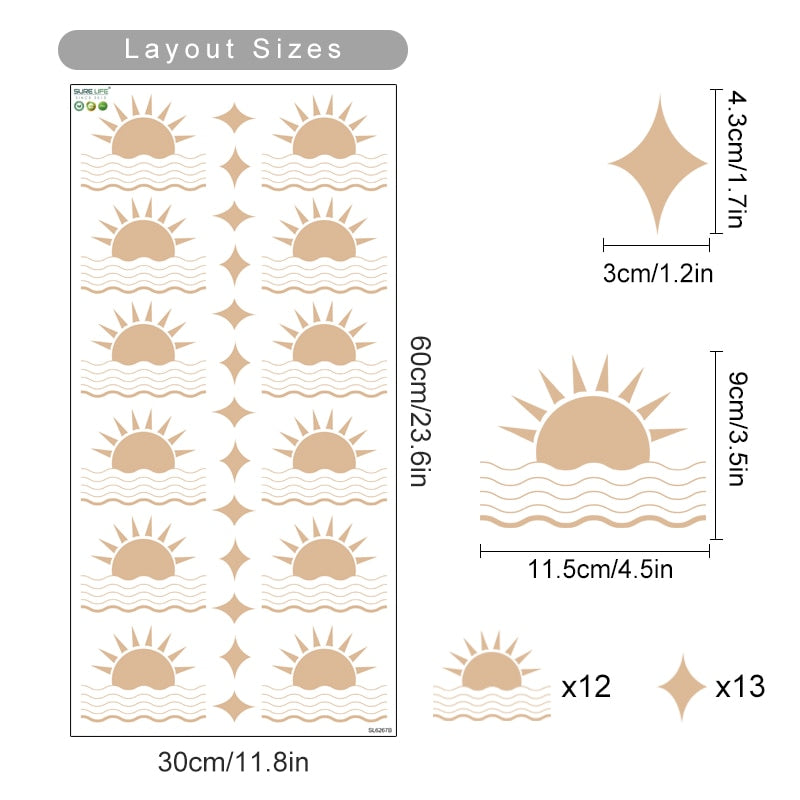 Bohemian Wall Decals Geometric Sun Wave