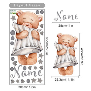 Custom Name Wall Decals Little Bear Stars