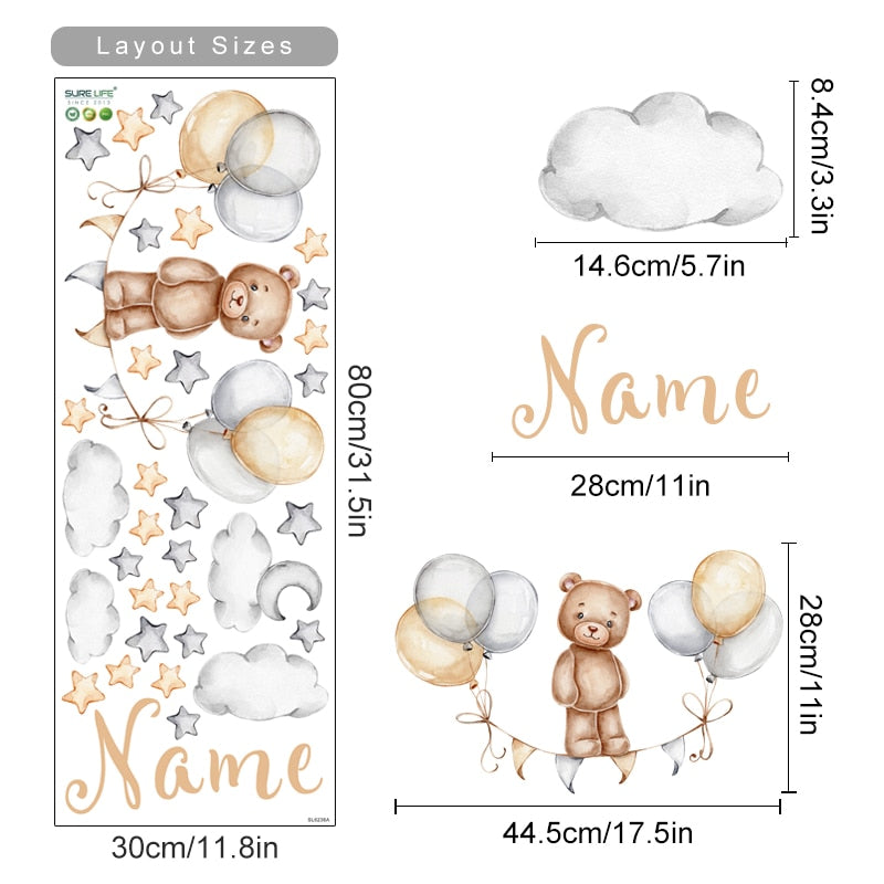 Custom Name Wall Decals Little Bears