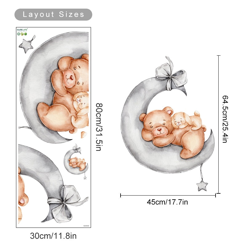 Cartoon Wall Decals Cute Teddy Bears