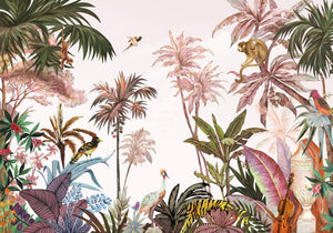 Colorful Safari and Violin Wallpaper Mural