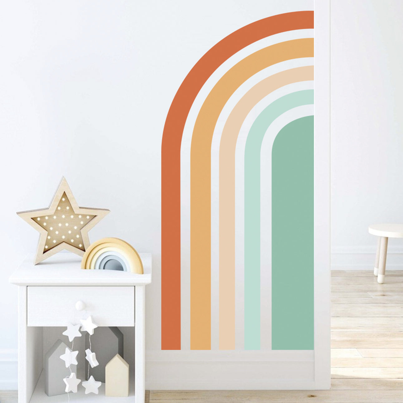 Nursery Wall Decal Large Half Elongated Rainbow
