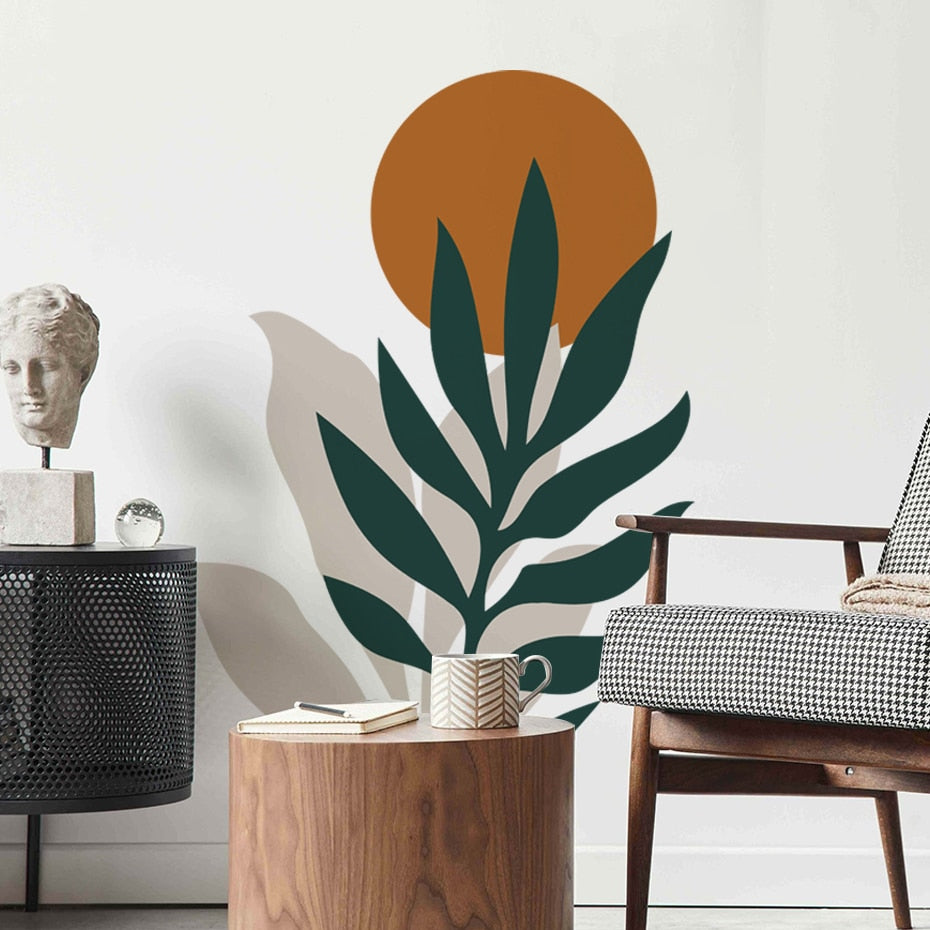 Nursery Wall Decal Sun Leaf Green Botanical